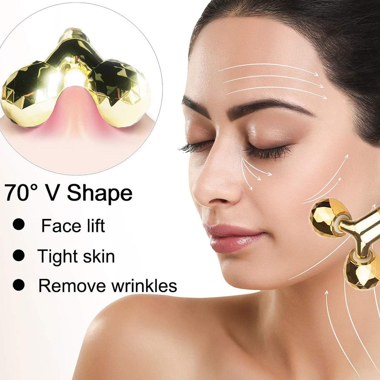 Electric Face Massager, 1 Box 3D Roller & T Shape Facial Roller Massager Kit, Skin Care Tools for Women & Men