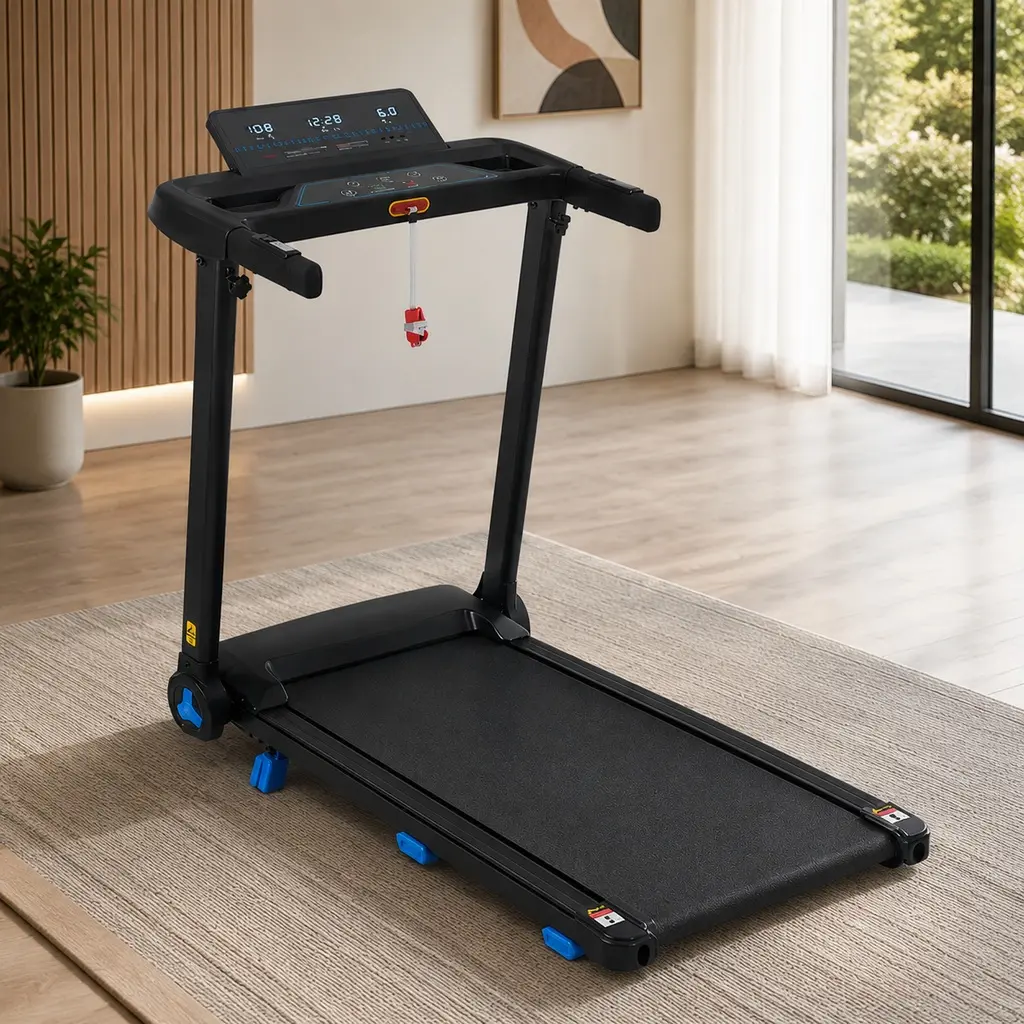 Foldable Metal Treadmill Walking Pad for Home Gym, 3.0HP Quiet Motor with 8% Incline, 10 MPH Speed, 300 LBS Capacity, Bluetooth Speaker, Heart Rate Sensors & USB/Type-C Charging