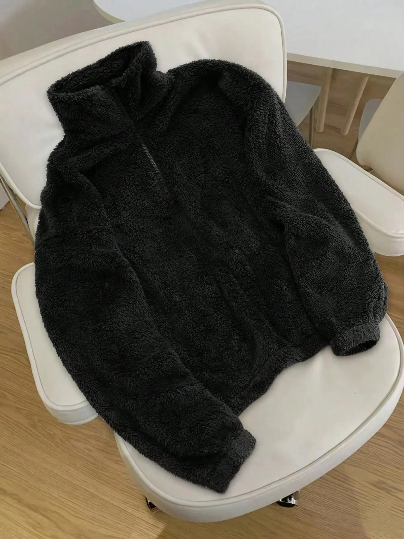 Men’s High Collar Plush Sherpa Fleece Zip Up Jacket, Warm Winter Loungewear Urban Casual Streetwear 2026 Viral Trend, Ultra Soft Thick Teddy Fleece Windproof Fabric, Full Zip Stand Collar Relaxed Loose Fit Outerwear, Fluffy Heat Retain Insulated Lining