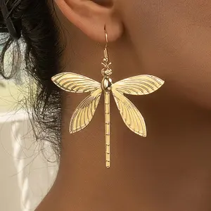 Elegant Style | Elegant Golden Dragonfly Dangle Earrings for Women - Chic Metal Design, Perfect for Parties, Holidays, and Casual Attire, Dragonfly Jewelry