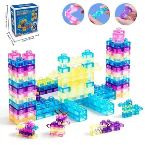 Soft Rubber Building Block Toy Set, 40pcs Stretchable Sensory Playset, Stem Early Learning Blocks, Enhances Creativity & Motor Skills