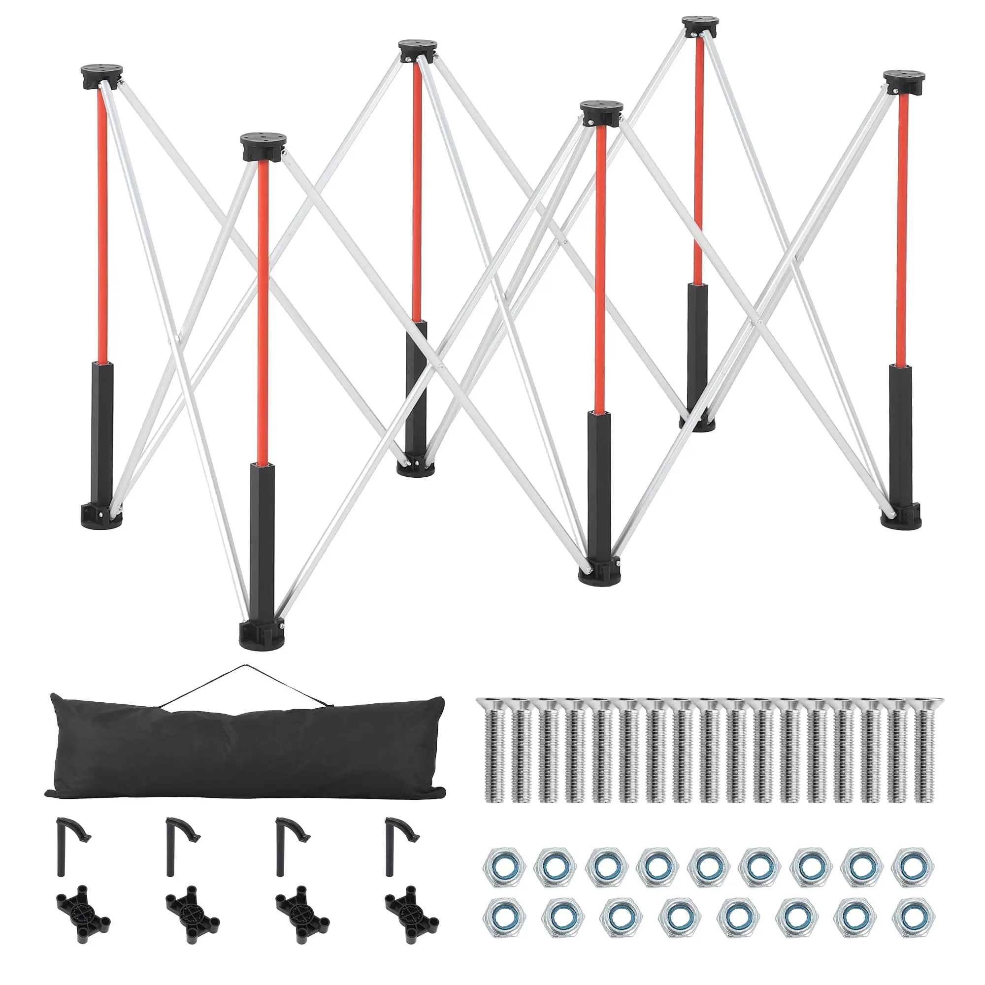Heavy-Duty Portable Folding Workbench Table, 30/36 in Height, 2500 lb Capacity, 6/9/12/15-Leg Support, Compact Collapsible Design