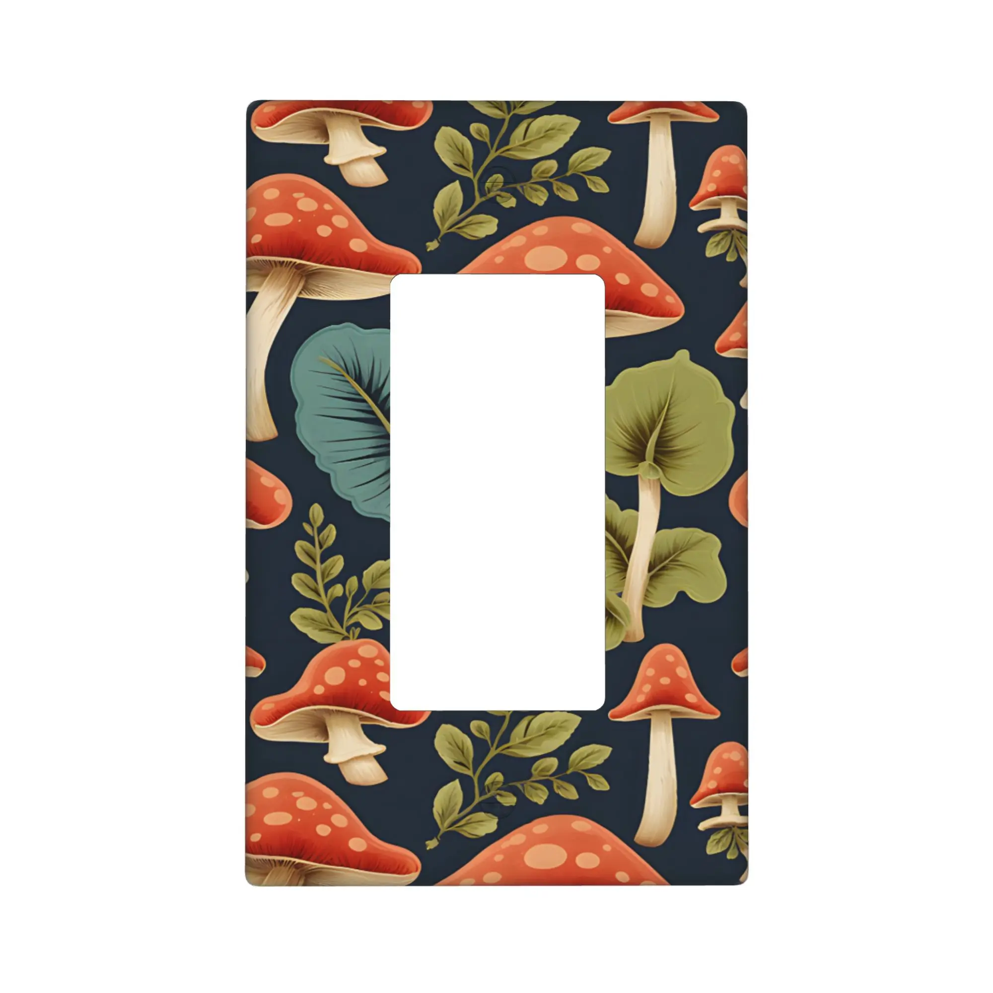 Mushroom forest light switch cover decorative woodland art retro botanical design 1 gang rocker wall plate bedroom switch plate living room wall decor home office wall plate polycarbonate cover
