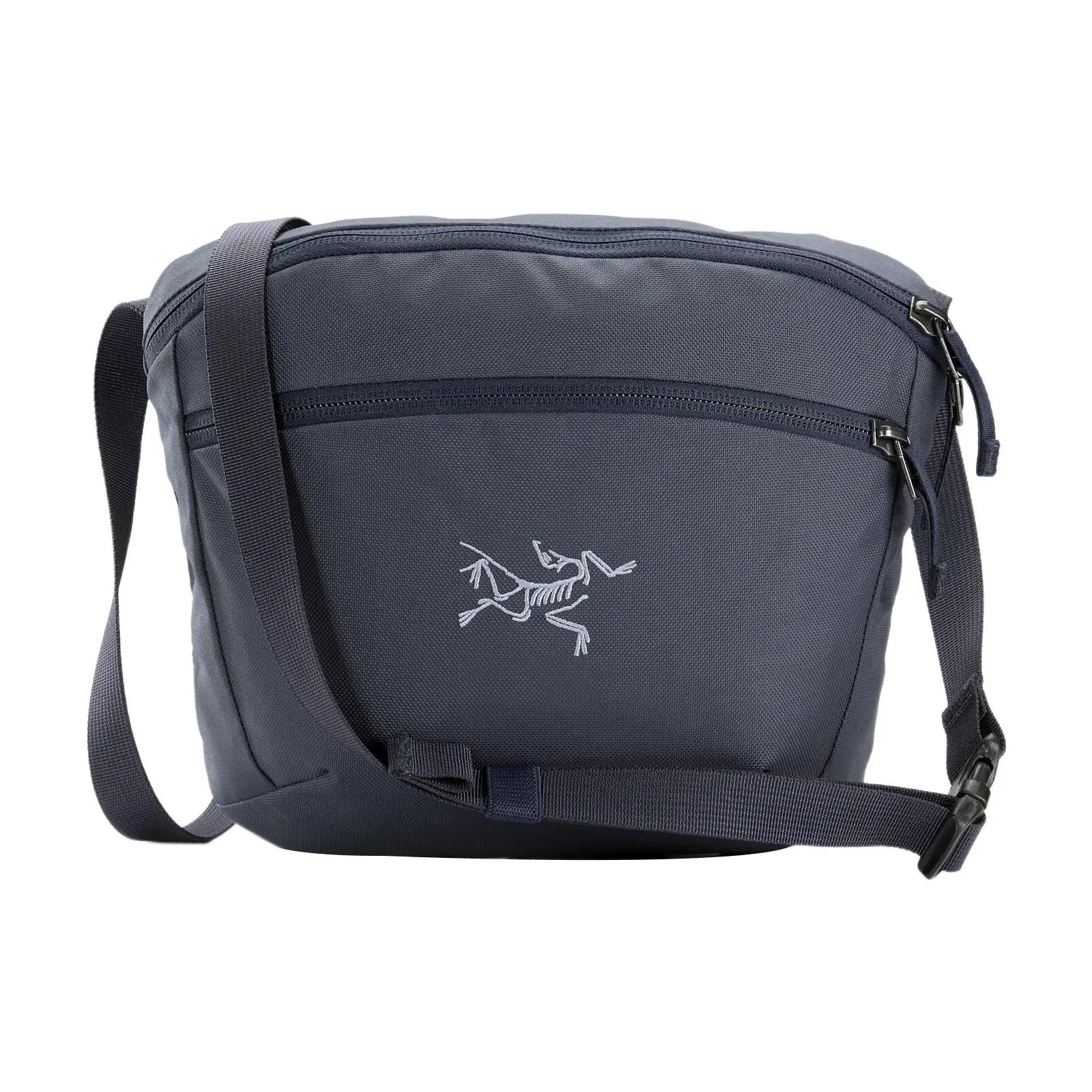 Arc'teryx Mantis 2.5L Embroidered Crossbody Bag for Men and Women – Outdoor Hiking Sling Pack in Black and Blue Polyester