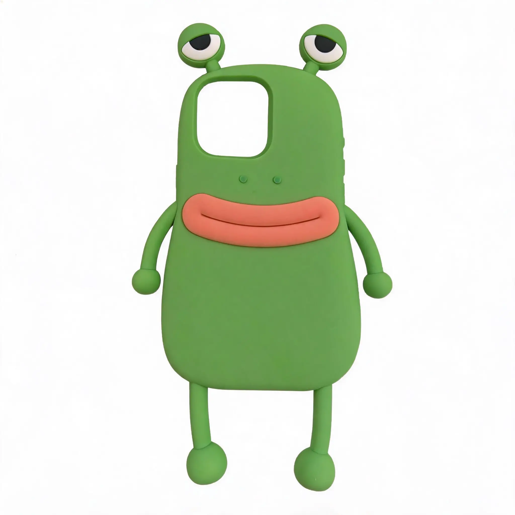 3D Thick Lip Frog Silicone Phone Case, Full Body Doll Design, Shockproof Soft Cover, Fun Fashion for Young Adults, Ideal for Short Videos