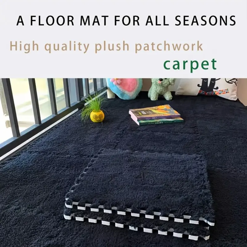Soft Fleece Padding Cuttable Washable Home Puzzle Carpet 12pcs Set Covers 1.1 Square Meters Includes Border Strips