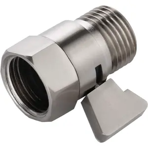 G1/2 Brushed Nickel Brass Water Flow Control Shut Off Valve Adjustable Hand Level Water Pressure Regulator for Hand Held Shower Head & Bidet Sprayer Water Saver
