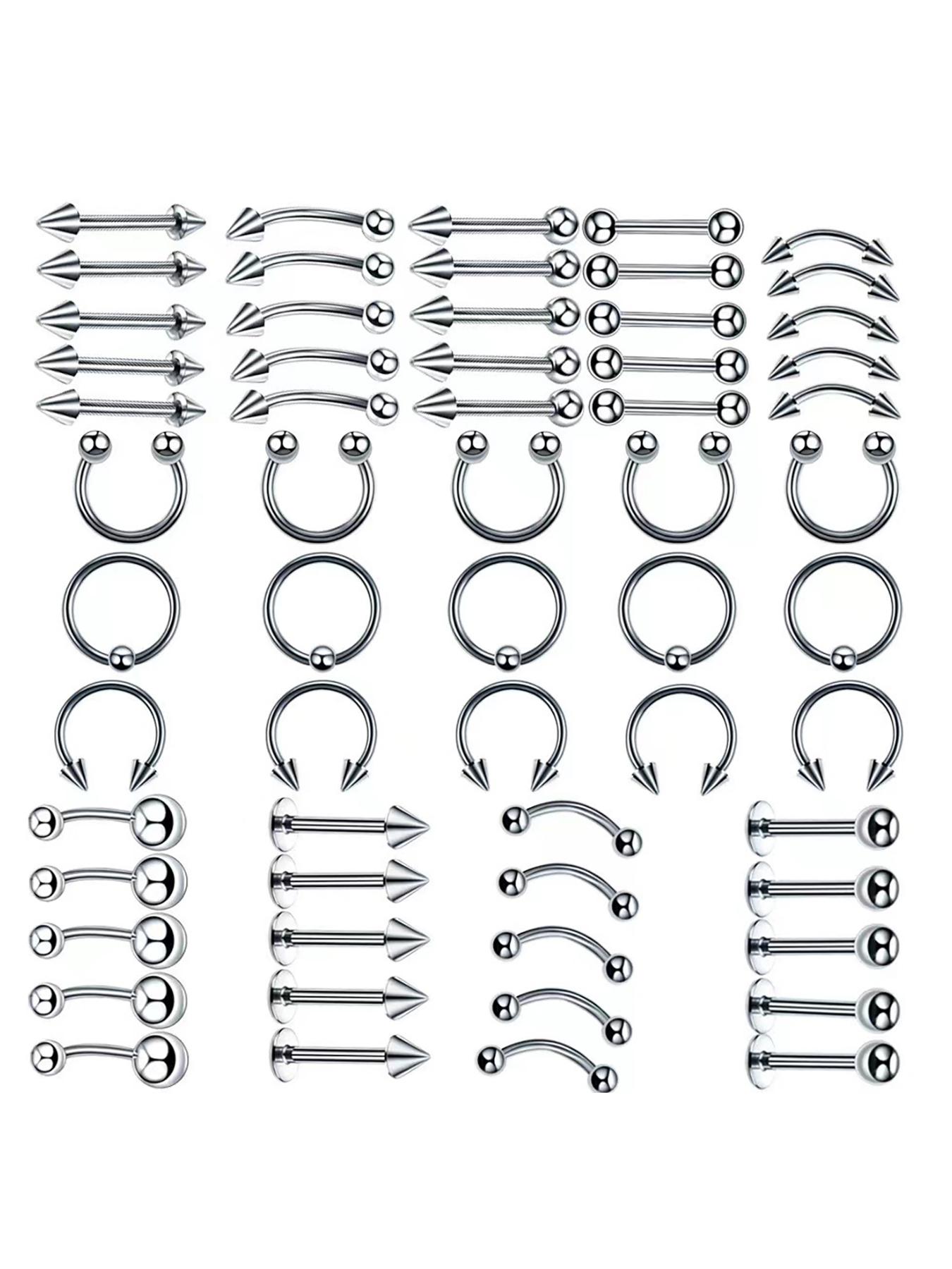 Stainless Steel Mixed Style Body Piercing Jewelry, Fashion Piercing Jewelry for Party, Daily Clothing Decor, Trendy All-match & Exquisite Jewelry for Birthday Gift, Belly Button Jewelry, Septum Ring, Nose Piercing Kit