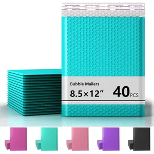 8.5 x 11 Inch 40 Pack Bubble Mailer, Waterproof Padded Envelopes with Strong Self-Seal Adhesive, Cushioning Bright Color Shipping Bags for Small Business - Minty Blue