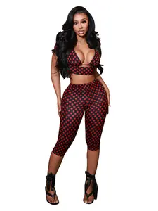 Sexy Polka Dot Sleeveless Print Three-Piece Set, Trendy Fashionable, Perfect for Casual Wear, Stylish and Comfortable Design