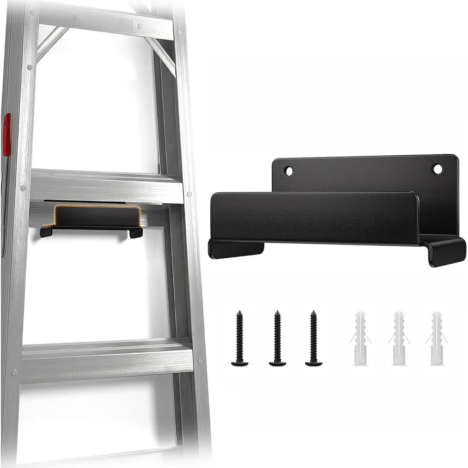 Ladder Hooks for Garage Wall, 1 Pack Heavy Duty Wall Mount Storage Hanger for Ladders, Chairs & Patio Furniture, Fits Step & Extension Ladders, Garage Organization