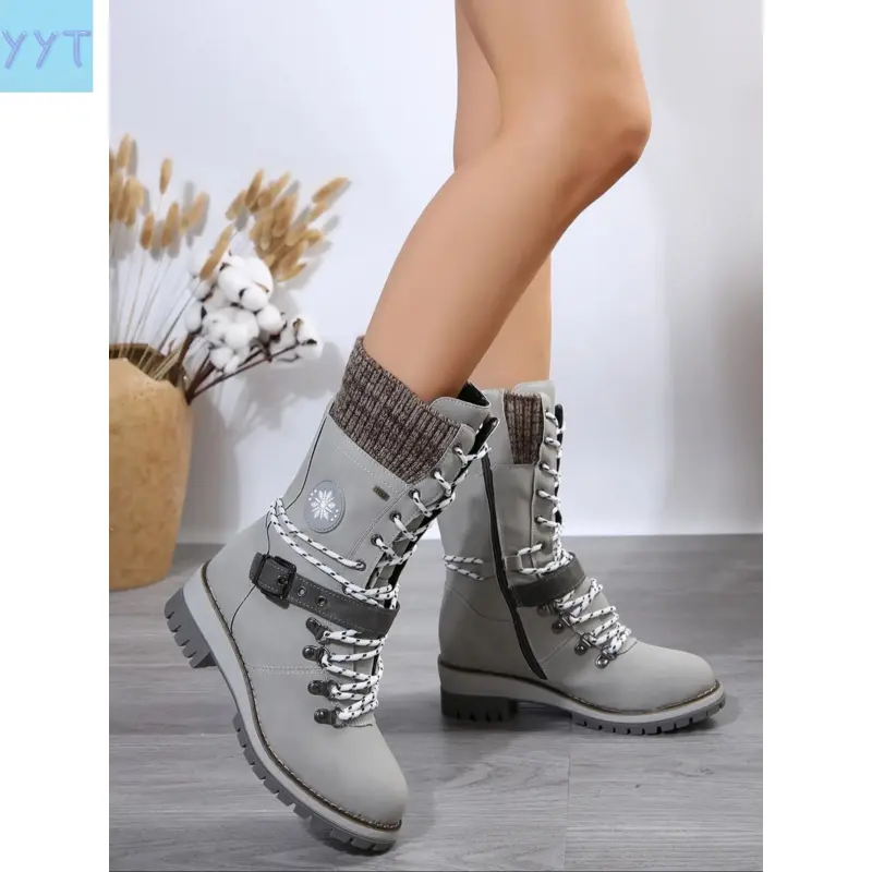 YYT1 Women's Waterproof Winter Boots, Ankle Deck Boot, Trendy Boots, Durable Snow Boots Cold Weather & Outdoor Adventures, Fashion Design Keeps Feet Warm & Dry