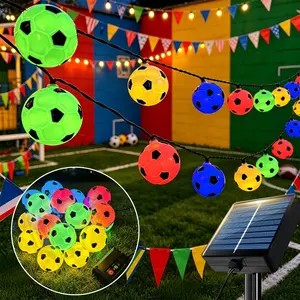Solar Football Light String, 8 Lighting Modes, Ideal for Garden Decor, Christmas, Halloween, Wedding, Party, Soccer Events