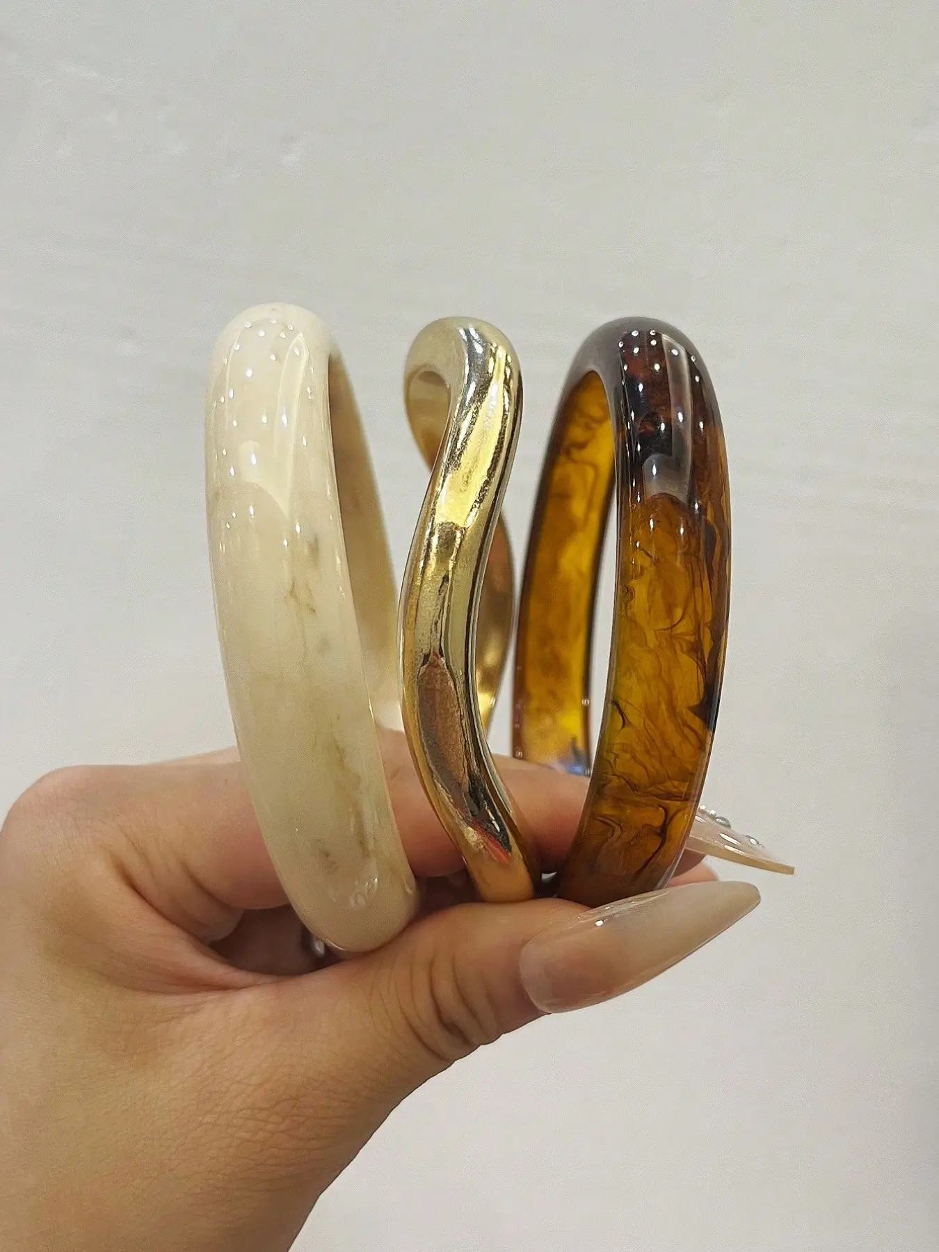3pcs Fashion Vintage Brown Bangle Bracelet Set, Bohemian Thick Acrylic Bracelets for Women, Stackable Statement Jewelry, Chic Everyday Accessories, Resin Bangle Set