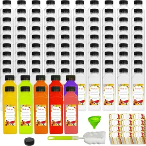 100 count 16 oz Plastic bottles with ,Juice bottles with caps,  Clear Bulk Beverage Containers for Juice, Milk and Other Beverages