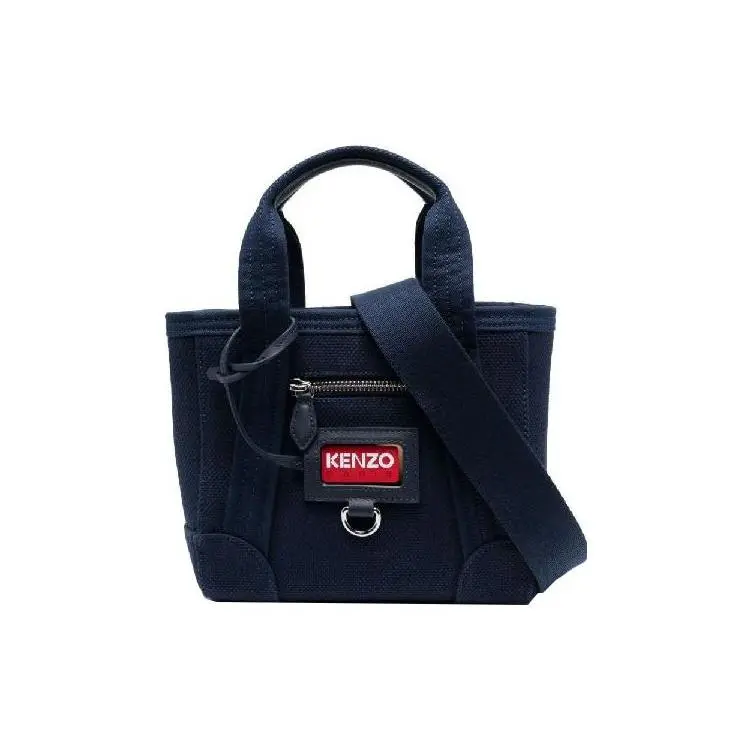 KENZO Paris Cotton Tote Bag for Women – Adjustable Detachable Strap, Navy Blue