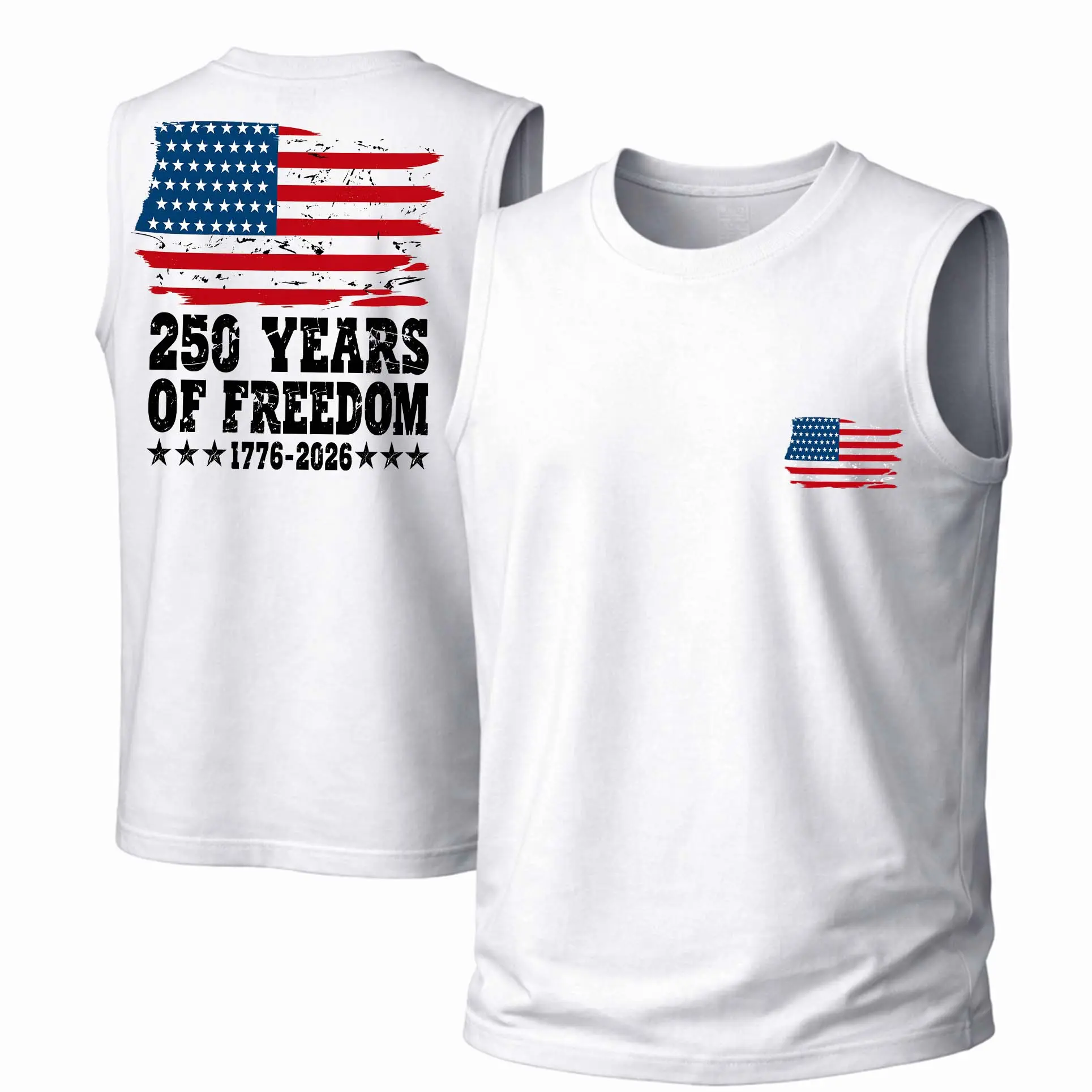 Men's Retro Graphic Tank Top, Casual Sleeveless 100% Cotton Vest with a Round Neck, Breathable Fabric for Outdoor Streetwear, Hang Dry, Printed, All-Season