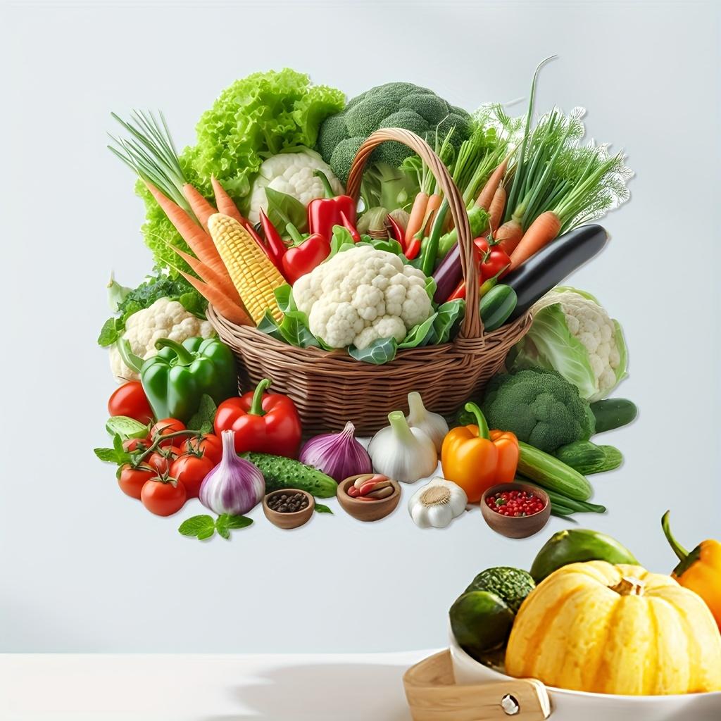 Self-Adhesive Removable Vegetable Fruit Wall Decal, Kitchen Living Room Decoration, Easy Peel & Stick Vinyl Art, Home Decor Sticker