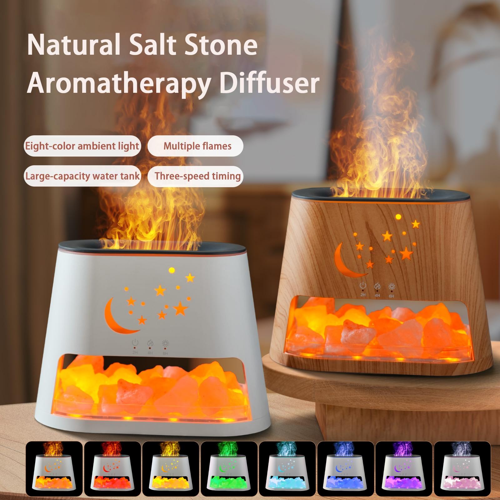 Star Moon Flame Diffuser and Atmosphere Salt Lamp, 8 Color Aromatherapy Diffuser Cool Mist Humidifier with Timer Auto-off Function for Home, Bedroom, Office, Yoga