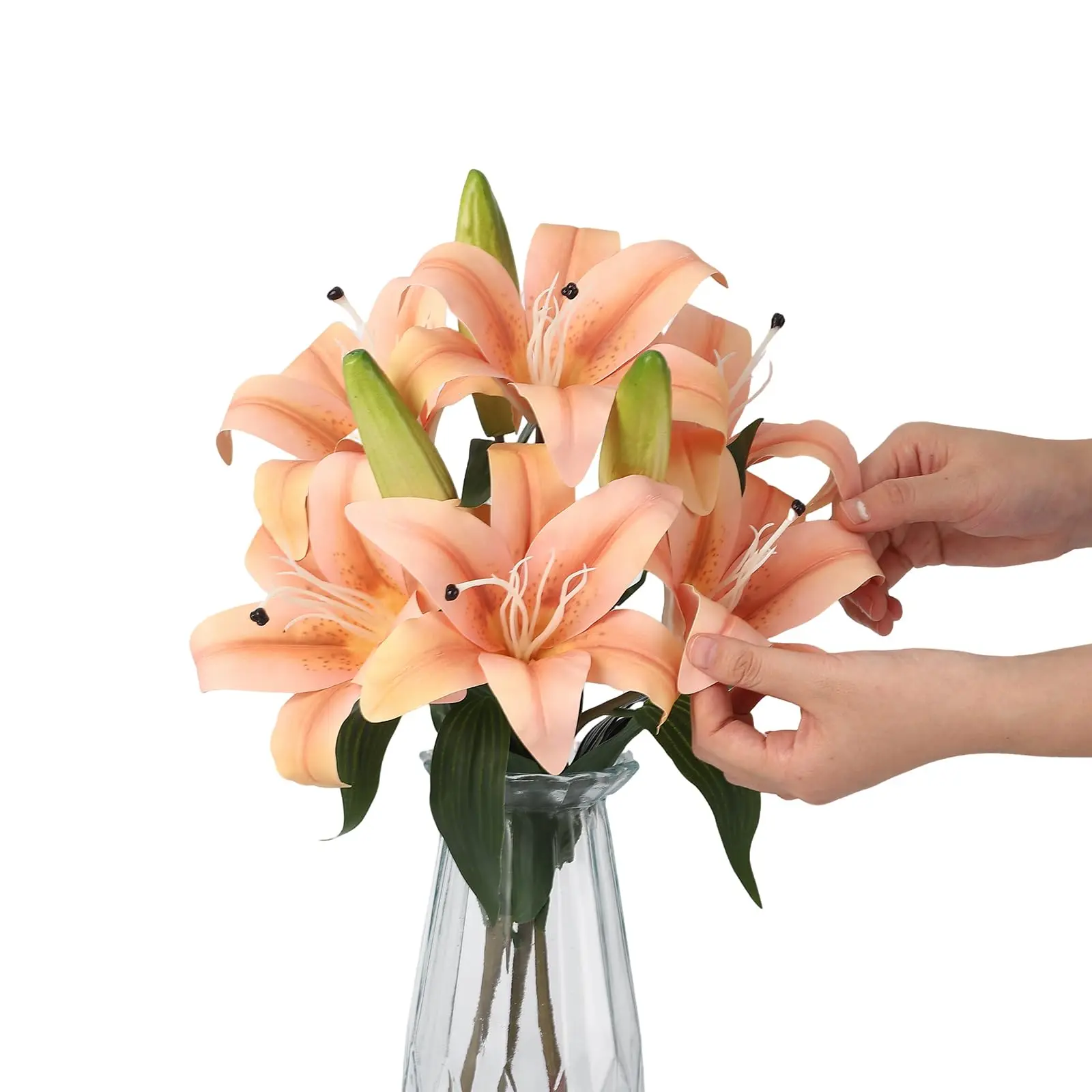 Garvee Artificial Tiger Lily Flowers 3 Pack with Real Touch Faux Stems, UV Resistant for Indoor and Outdoor Use, Ideal for Home Decor, Wedding Centerpieces, and Cemetery Memorials