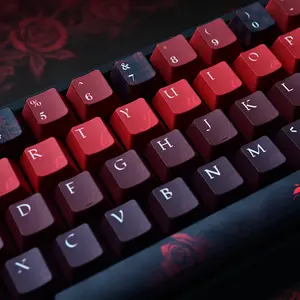 Pbt Keycaps 131 Keys, Gothic Rose Design, Dual Color Injection Molding, Transparent Side, Suitable for Mechanical Keyboard, English German French Spanish