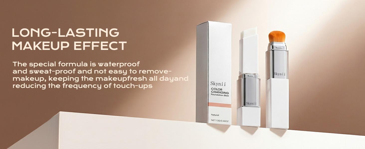 Skynii Blanc Cover Cream Stick V - Color Changing Foundation Stick with Volufiline - Hydrating Concealer Base Makeup, Dual-Ended with Built-in Brush, Portable for Daily Use (Natural)