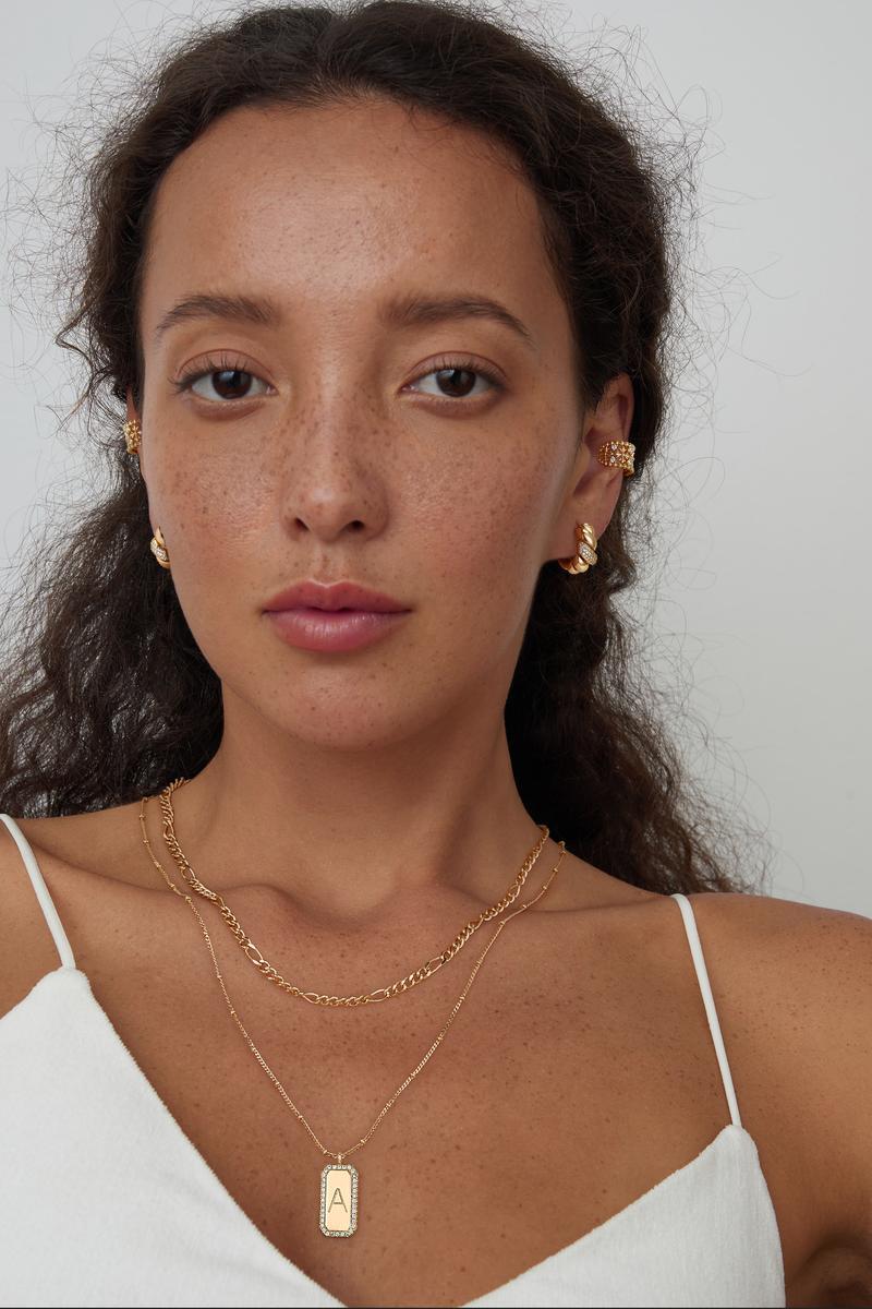 【Flash Sale】Fettero Gold Dainty Layered Initial Necklaces for Women Trendy Figaro Chain Necklace  Initials Necklace