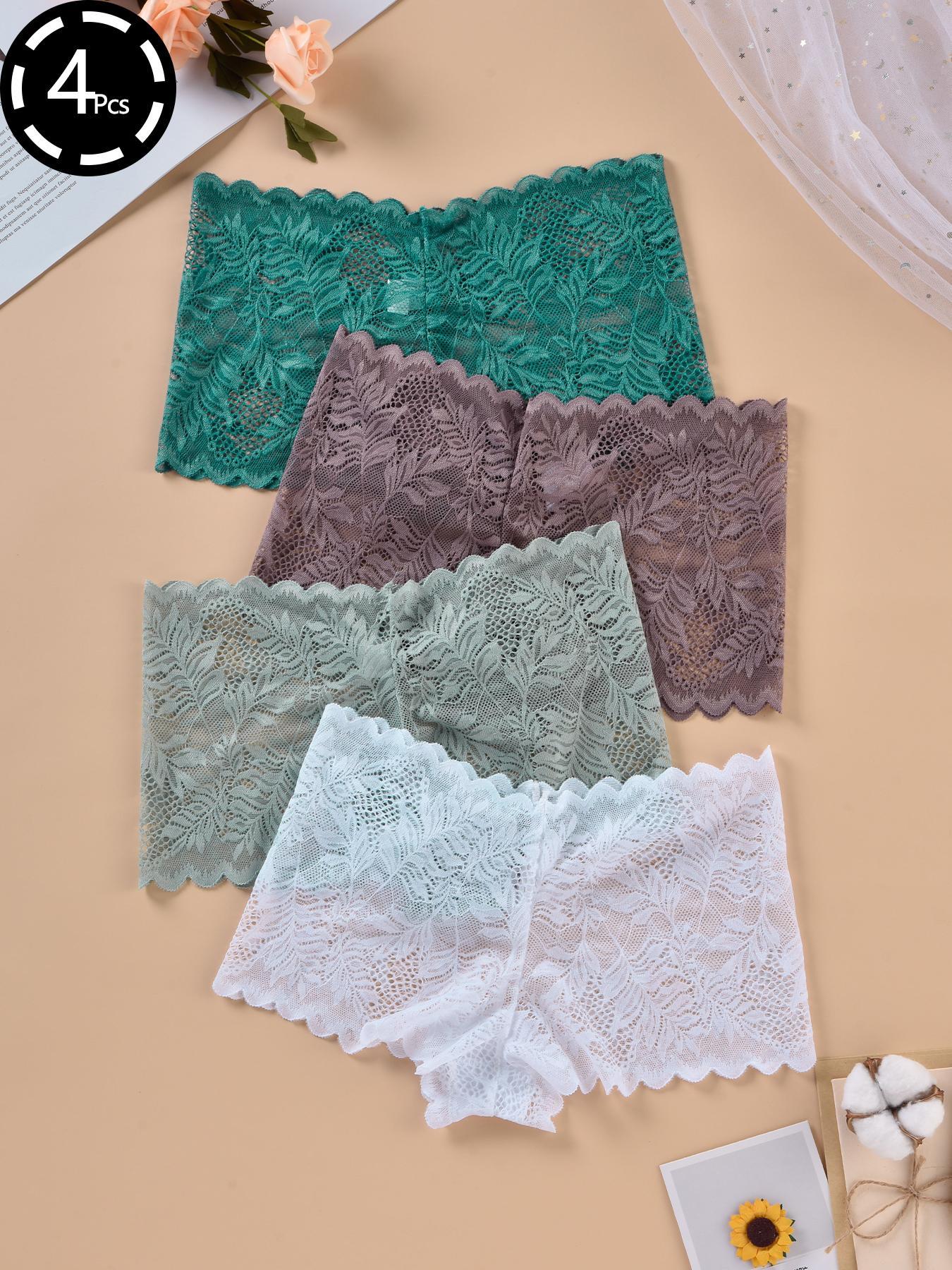 4/7pcs Sexy Floral Leaf Lace Panties for Women, Low Waist Soft Underwear, Comfortable Female Lingerie, Sizes S-Xl, All Seasons Wear