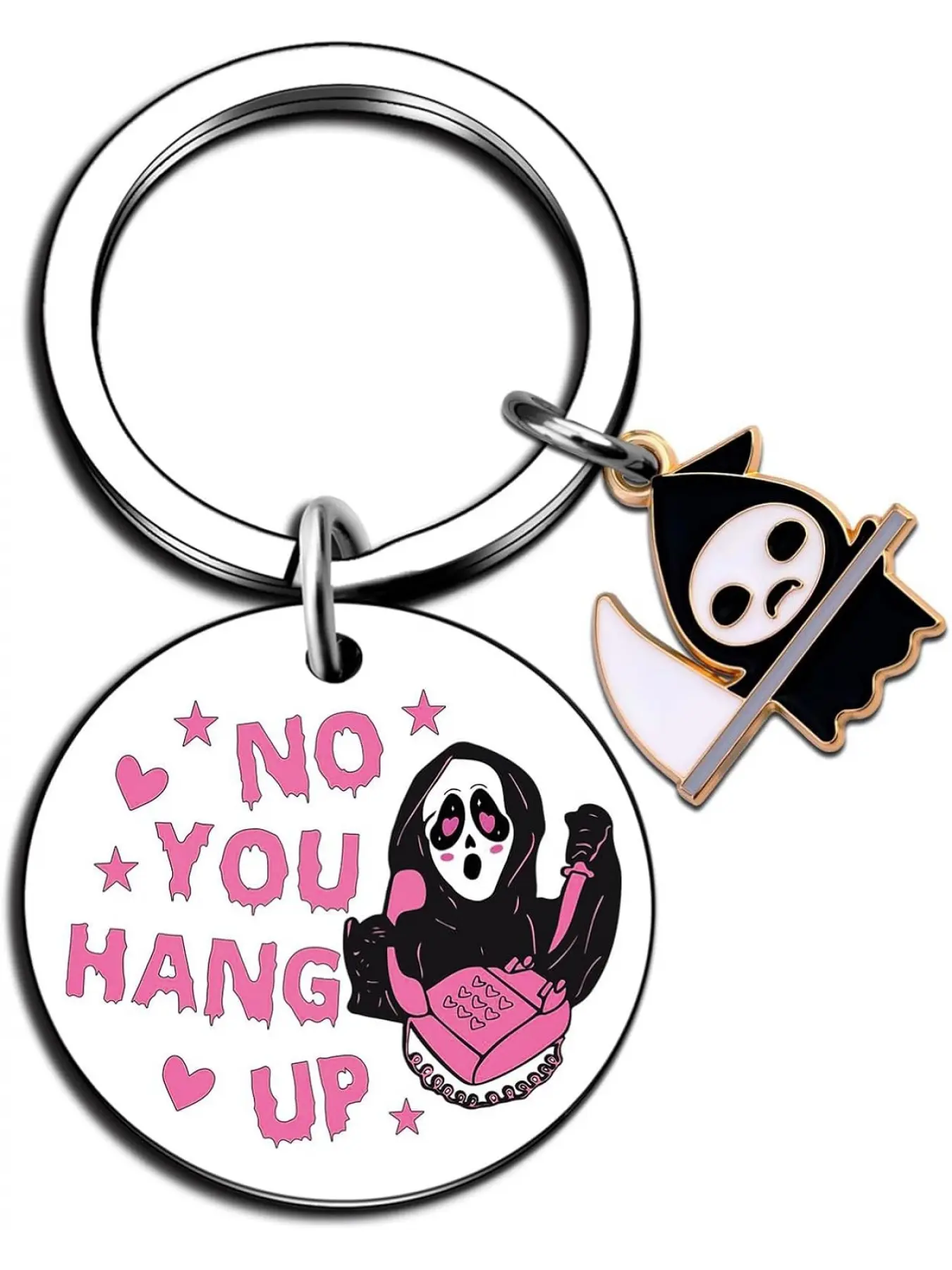 Halloween Gifts for Women Men Teens Ghostface Keychain Decor Ghostface Scream Merch Horror Movie Gifts Skull Accessories Witchy Stuff Pink Horror Gift Boo Baskets Ideas Spooky Basket Stuffers