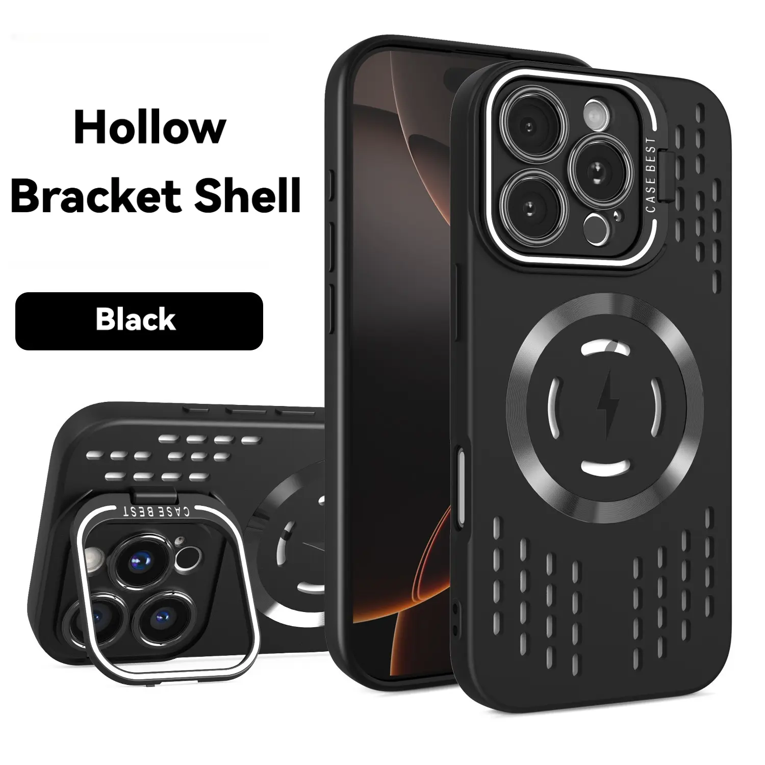 (Case & Nova.)Magnetic Heat Dissipation Matte Soft Touch Phone Case, Kickstand Phone Case, Shockproof Drop Resistant Phone Cover for iPhone 17 Pro max,16 Plus,15,14,13
