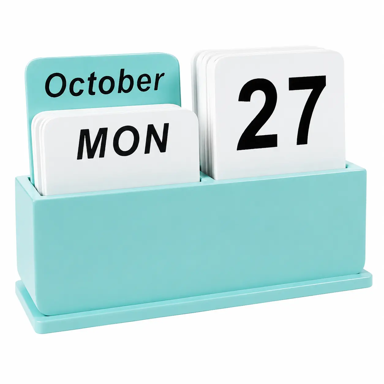 Eco-Friendly Wooden Perpetual Desk Calendar - Reusable, Large Display Flip-Date, Sustainable Modern Farmhouse Style Desktop Organizer with Natural Green Finish for Home Office