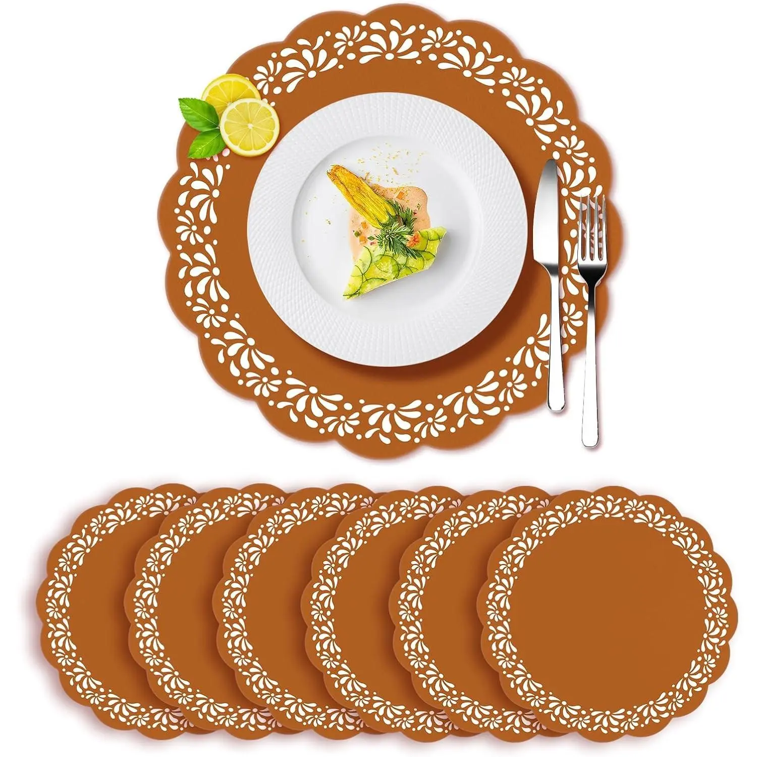 100pcs Paper Place Mats Disposable Mexican Table Mats Baby Shower Disposable Placemats Round Paper Doilies Birthday Party Decoration for Mexican Party Supplies Wedding Tableware