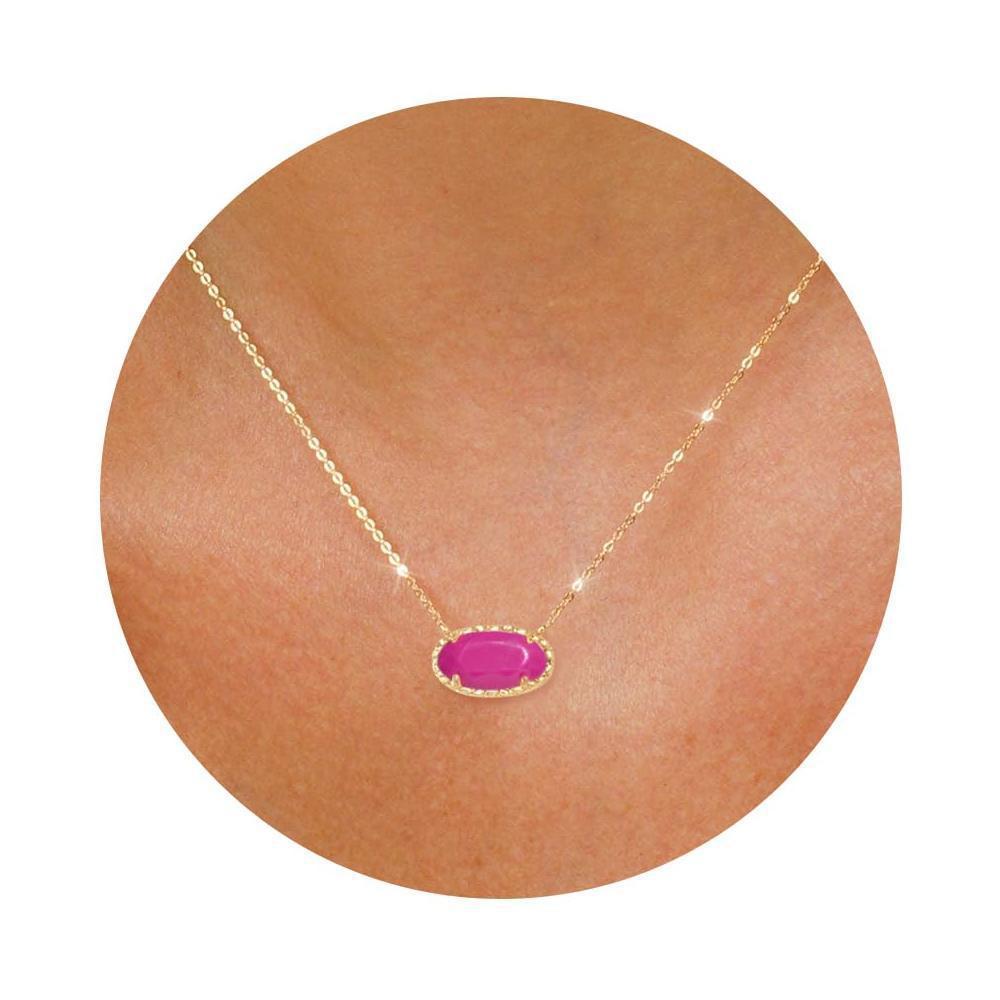 European and American cross-border best-selling necklace with colorful zircon and natural stone, oval collarbone chain, fashionable and trendy niche personalized jewelry