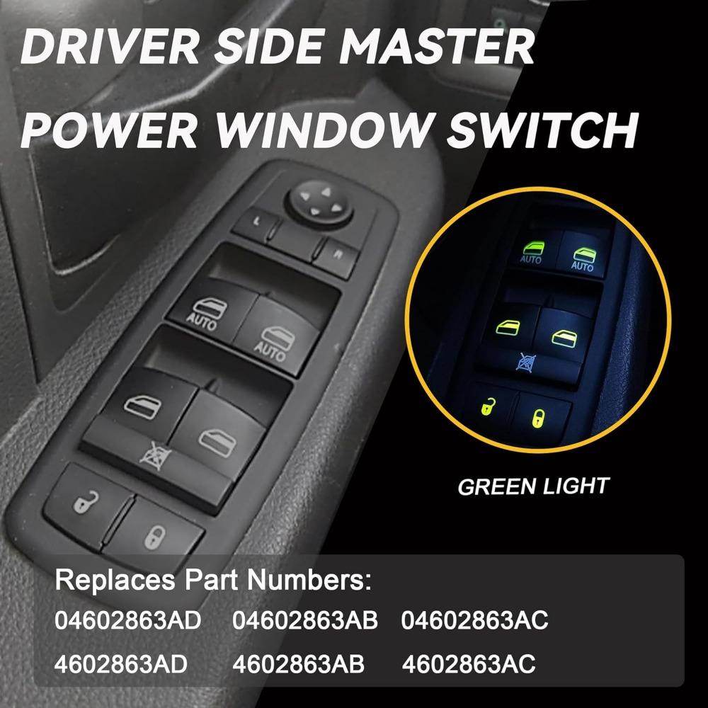 Driver Side Master Power Window Switch 9 Pins + 3Pins Compatible With 2009,2010,2011,2012 Dodge Ram 1500,2500,3500,2011-2012 Ram 1500,2500,3500 Window Control Switch Replaces 4602863AC 4602863AB
