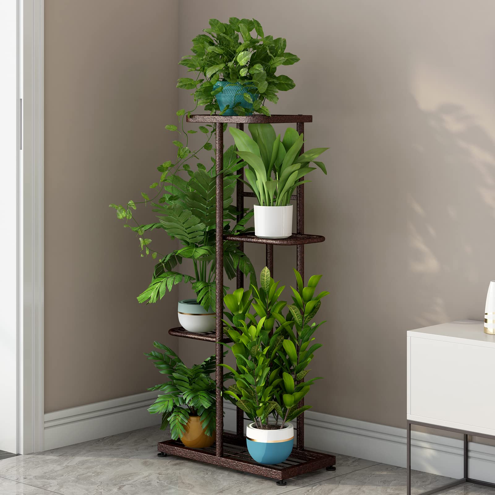 Plant Stand Indoor Outdoor Metal 4 Tier 5 Potted Multiple Flower Pot Holder Shelf Planter Display Shelving Unit for Patio Garden Corner Balcony Living Room【A001】 Deals For You Days