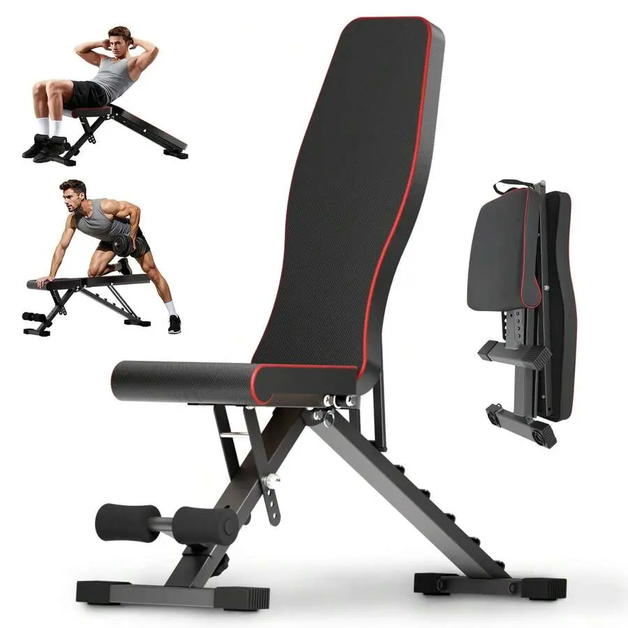 Adjustable Dumbbell Bench with 6-Gear Backrest & Comfortable Grip Handle, Foldable Steel Frame with 1000 lbs Capacity for Home Gym Resistance Training