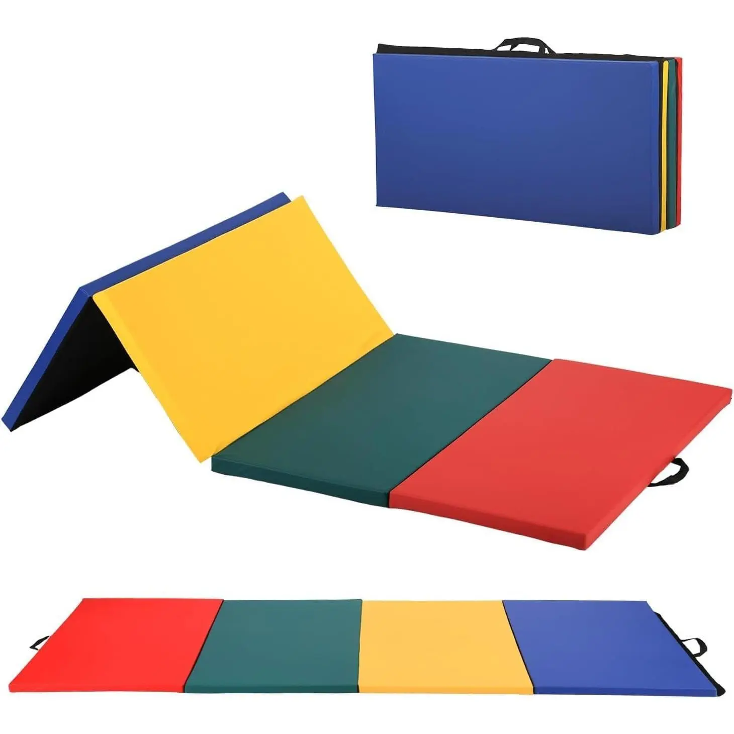 Portable Folding Gymnastics Tumbling Mat Thick Exercise Yoga Mat with Carrying Handles for Home Workout Outdoor Yoga Gymnastic