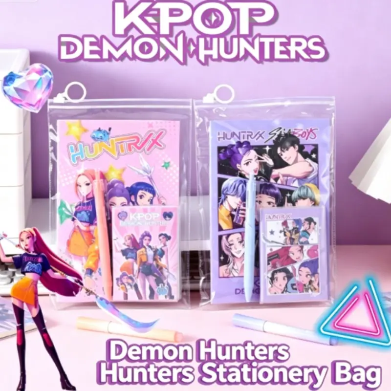 K-Pop Stationery Set, High Aesthetic Cute Girl Notebook Pen Zipper Bag, 1pc Gift Set, Cross-Border School Supplies