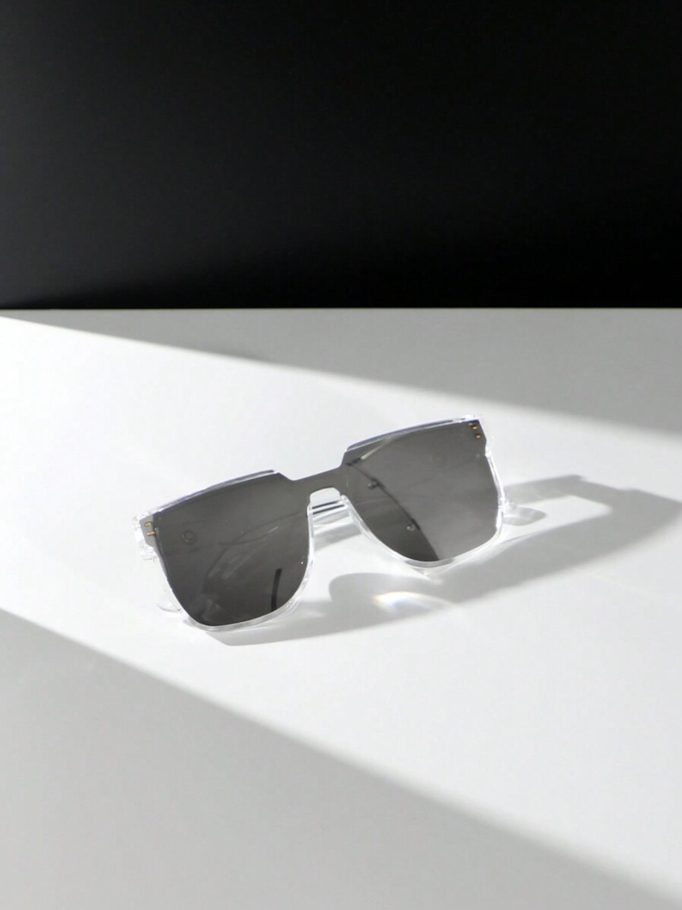 Flat Top Mirror Lens Sunglasses for Women, Summer Trendy Casual Clear Frame Sunglasses for Everyday Use, Fashion Accessories for Outdoor Activities, Fashionable Frames Sunglasses