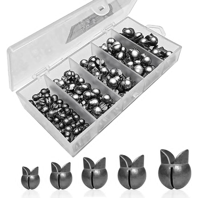 Fishing Lead Sinker Set, 100pcs/box Split Lead Sinker Fishing Weight, Split Lead Clip for Bass Fishing, Fishing Accessories for Outdoor, Fishing Tackle Kit, Father's Day Gifts, Fishing Lures Kit, Fishing Gear Set