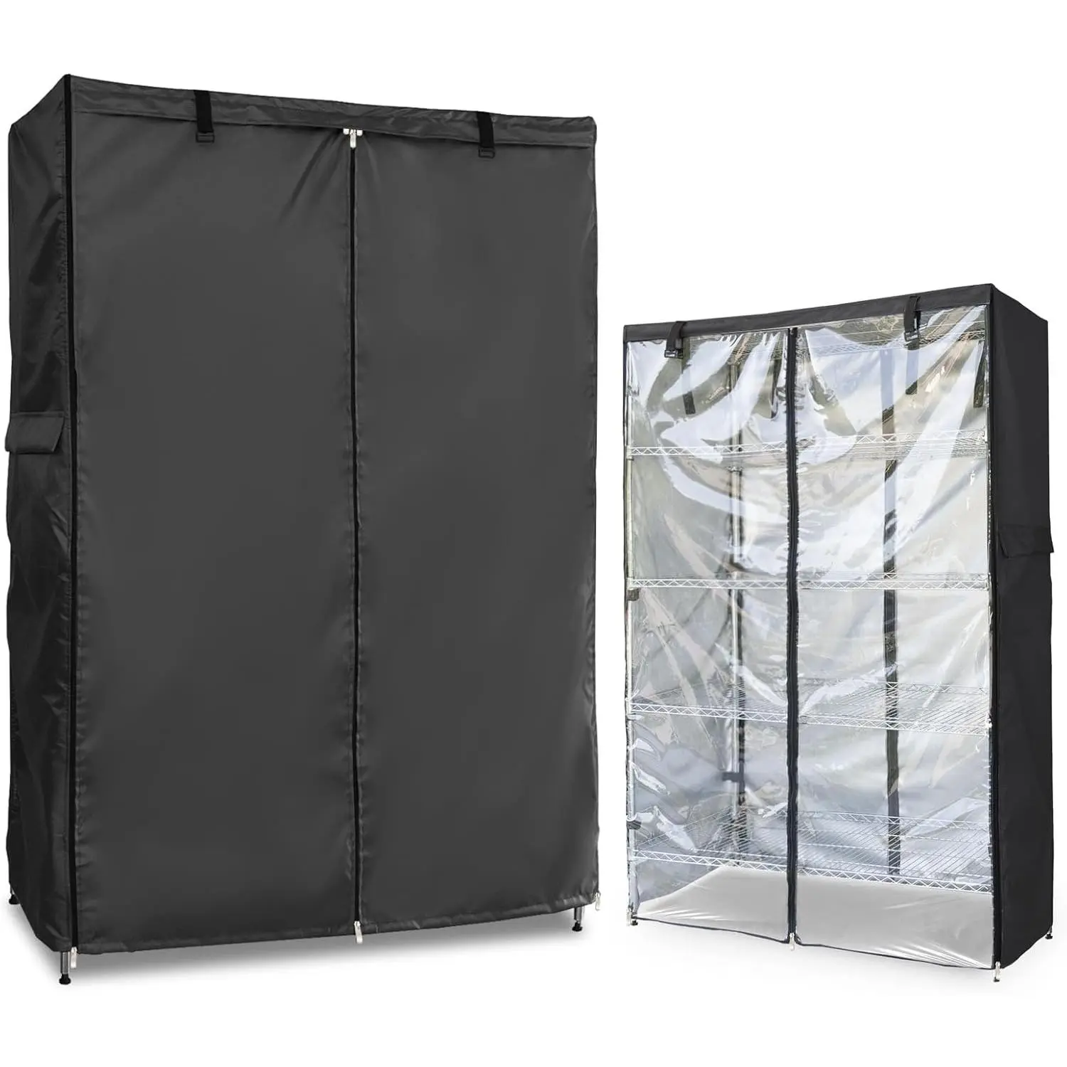 Waterproof Shelf Cover,Outdoor 600D Heavy Duty Dustproof Storage Shelves Cover,48''x18''x72'' Shelf Covers for Wire Shelving with Zippers,Storage Rack Covers with Clear Front