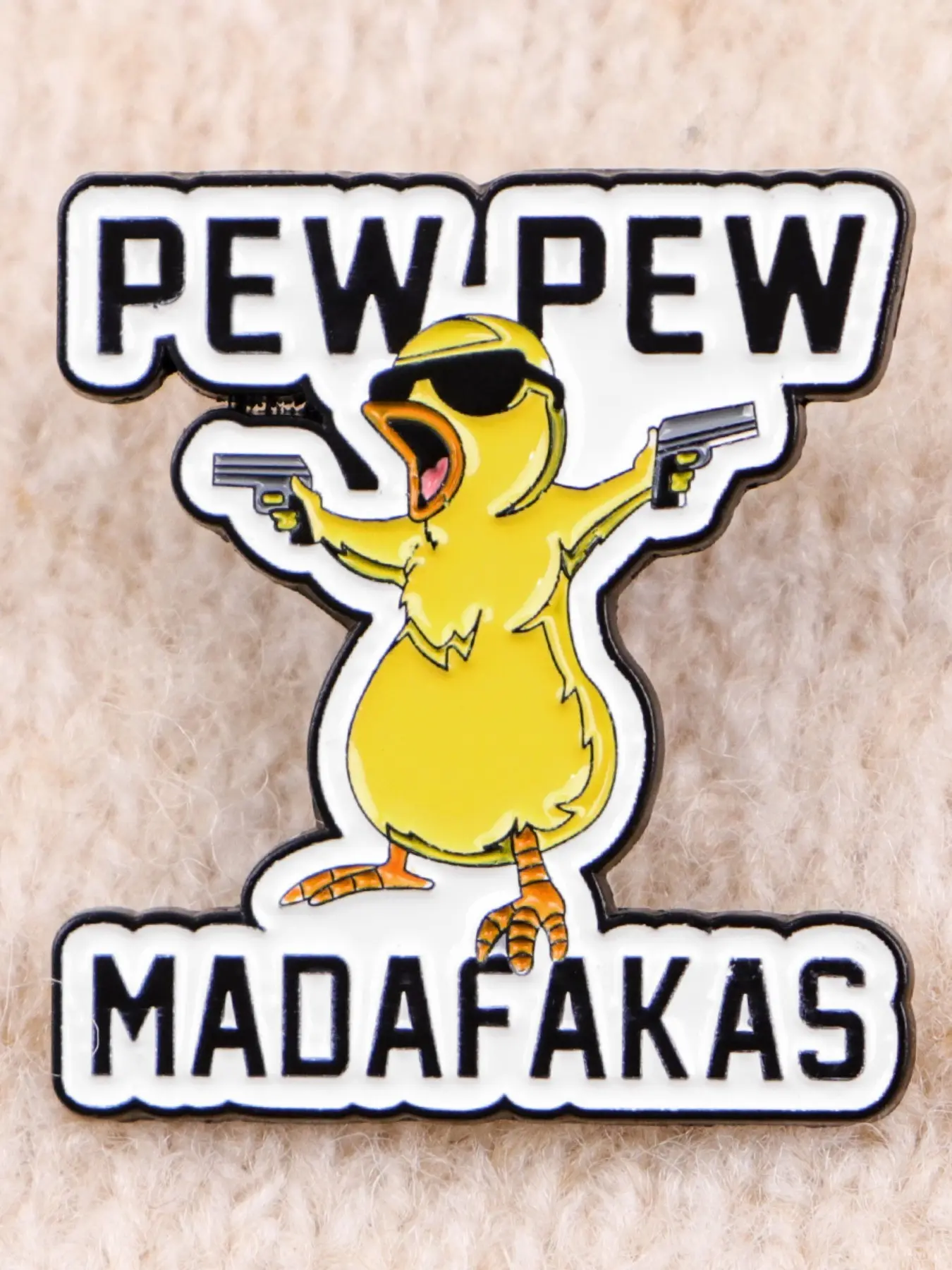 Pew Pew Madafakas Chick Brooch, Cute Animal Print Alloy Brooch Pin, Fun Meme Chicken Badge, Backpack Jacket Decoration, Gift Idea