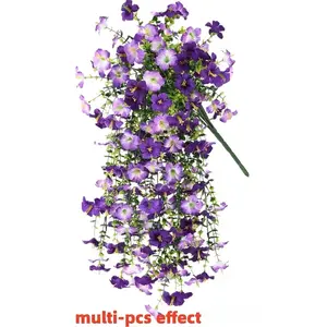 4 pieces of artificial flower set hanging flower plants, Flower arrangement, used for outdoor decoration. Synthetic silk climbing vines of ryegrass, with eucalyptus leaves, UV resistant, realistic, suitable for balconies, porches, gardens