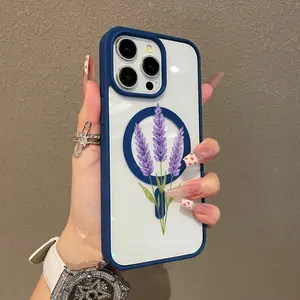 Soft Purple Lavender Watercolor Art Adorable Magnetic Case for iPhone11/12/13/14/15/16/17/promax MagSafe Compatible, Lightweight, Anti-Fall | Girly & Chic Style