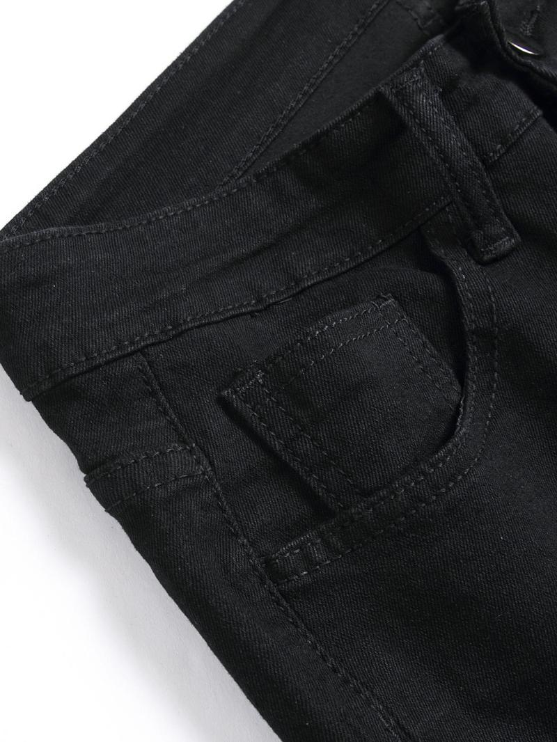 Men's Solid Color Ripped Skinny Jeans, Casual Comfy Denim Pants for Daily Wear, Fashion Men's Bottoms for All Seasons, Cotton