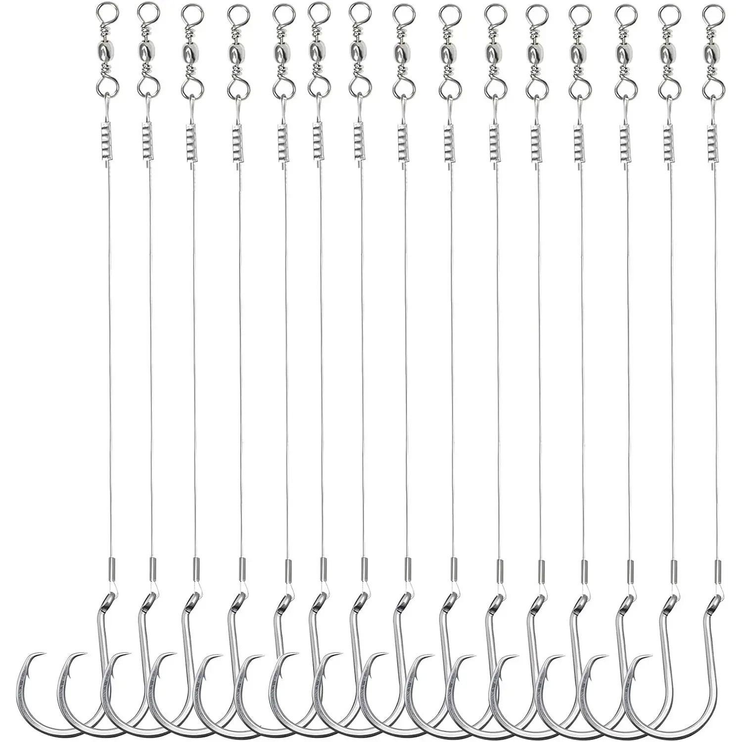 Circle Hook Rigs, 25 count Saltwater Steel Octopus Hooks with Leader Wire – -to-Fish Setup for Catfish and Bass