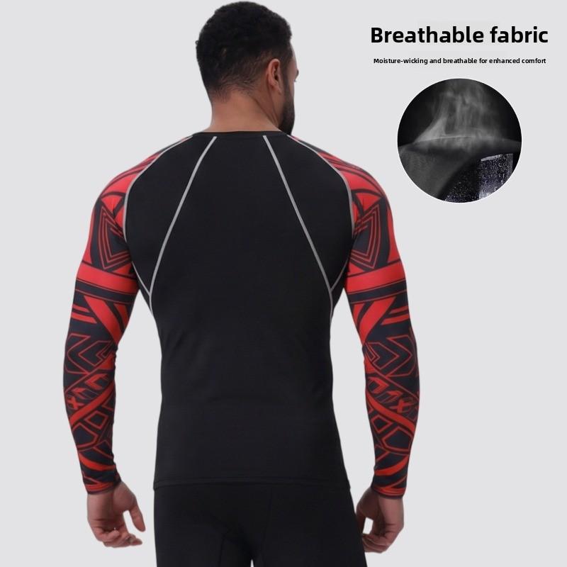 Outdoor cycling clothes, running basketball training, sports clothes, fitness clothes, tops, flower arms, long sleeves, high elastic tights, quick-drying clothes. workout