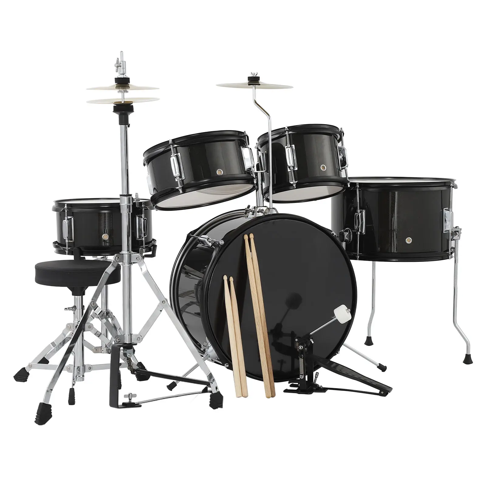 5-Piece Steel Drum Set for Beginners – Complete Percussion Kit with Bass Drum, Snare, Cymbals, Pedal, Drumsticks, Stand & Stool – Ideal for Concert Percussion