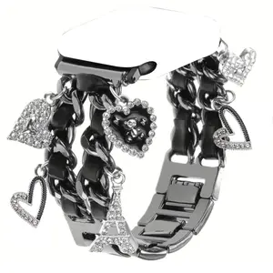 1PC metal double chain hanging accessory for Apple Watch bands, Smart Watch Accessories, compatible with Apple Watch 38/40/41/42/44/45/46/49mm, suitable for Apple Watch series Ultra/SE/11-1, strap only, watch and case not included, Smartwatch Accessories