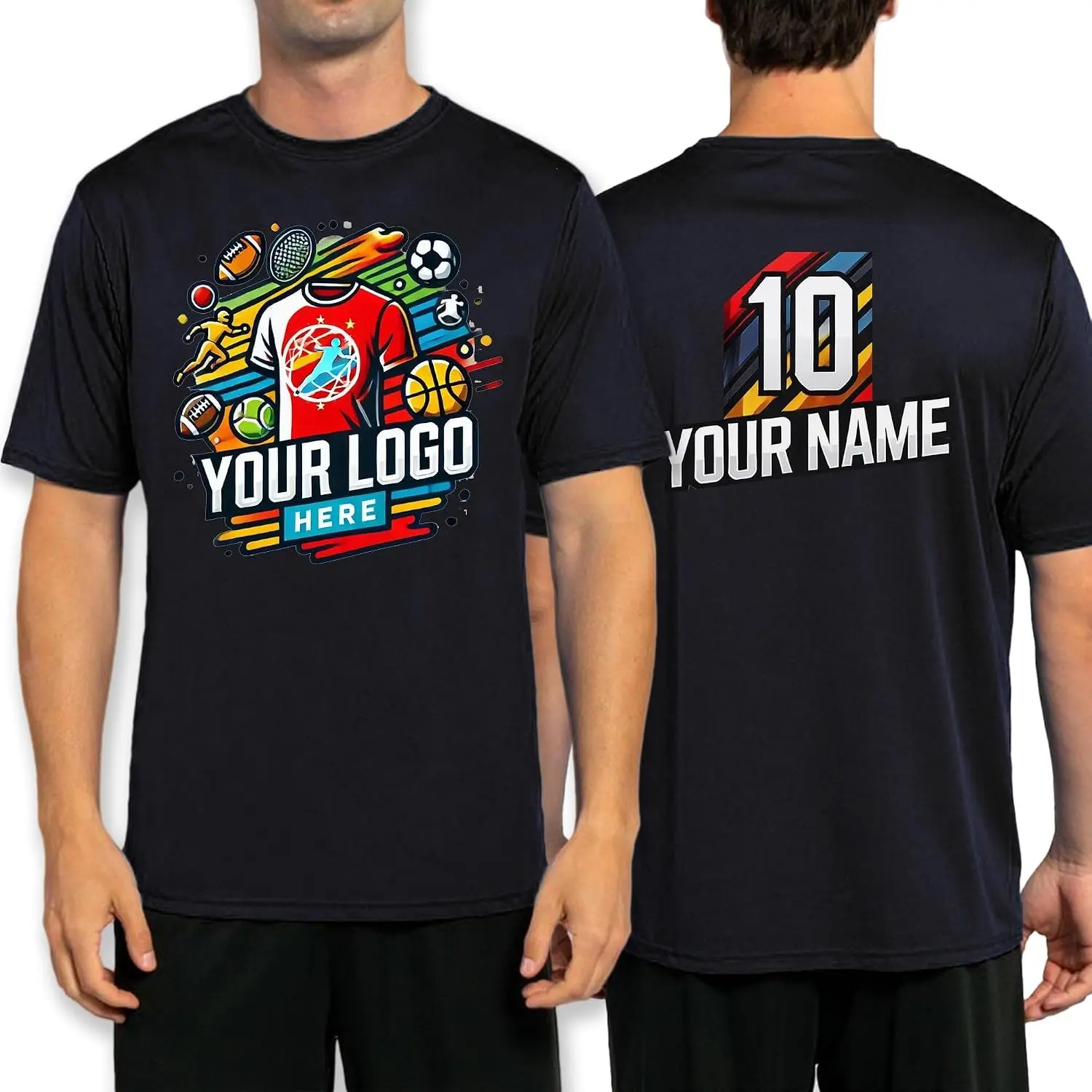Custom Sport Performance T-Shirt, 100% Polyester, Moisture-Wicking, Personalized with Your Design, Printed in The USA